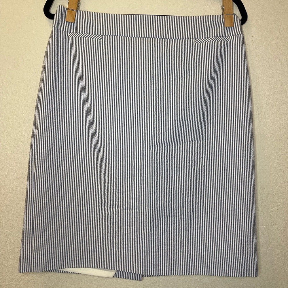 Talbots Blue White Striped Cotton Blend Skirt Sz 8 | Casual Beach Business
